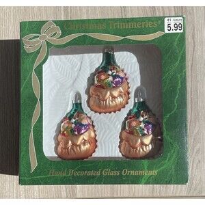 Vintage Christmas Trimmeries glass ornaments Handpainted Santa Toy Sack Present